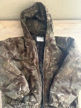 Old Navy Kids' Hooded Camo Puffer Jacket - Brown & Green